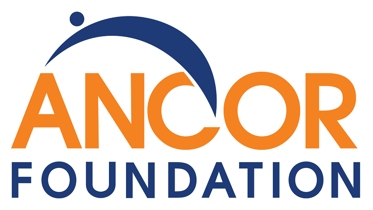 Logo for the ANCOR Foundation, orang text reading 'ANCOR' above dark blue text reading 'FOUNDATION'