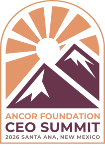 logo featuring sunrise and mountains
